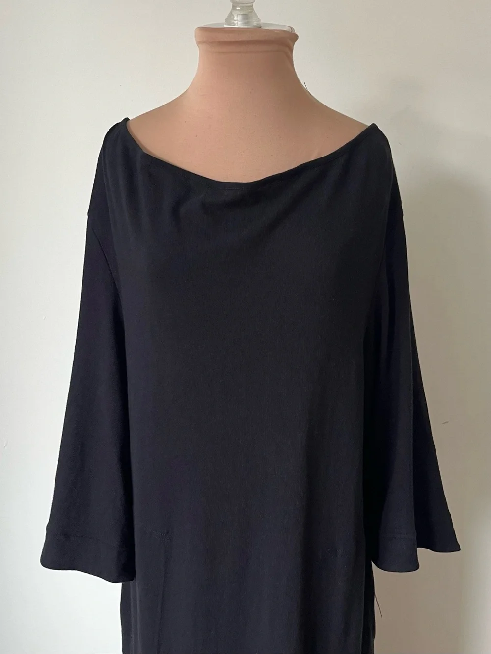 Free People Medina Shapeless A-Line Hem Wide Scoop Neck Black Midi Dress NWT S